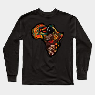 Africa Map, Beautiful Proud African Woman with Pattern Long Sleeve T-Shirt